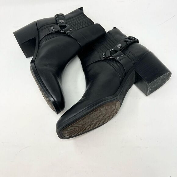 Sam Edelman Dalma Ankle Boots Womens 10 Black Studded Harness Leather Chelsea - Picture 5 of 8